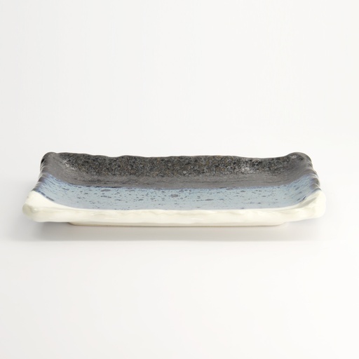 [22167] Mino Craft Rectangular Plate 22.2x13.3x2.5cm Bk/Bl/Wh 6/48