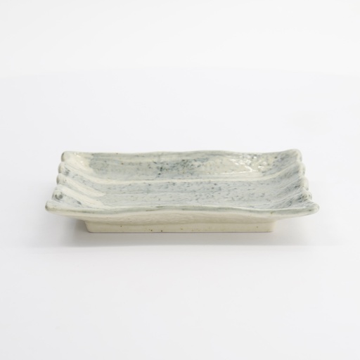 [22232] Mino Craft Plate 15.5x11x2.5cm Light Blue/White KA-54 12/96