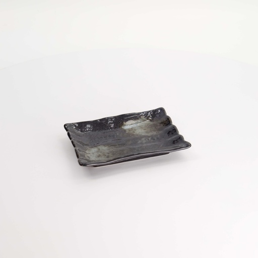 [22233] Mino Craft Plate 15.5x11x2.5cm Black KA-55 12/96