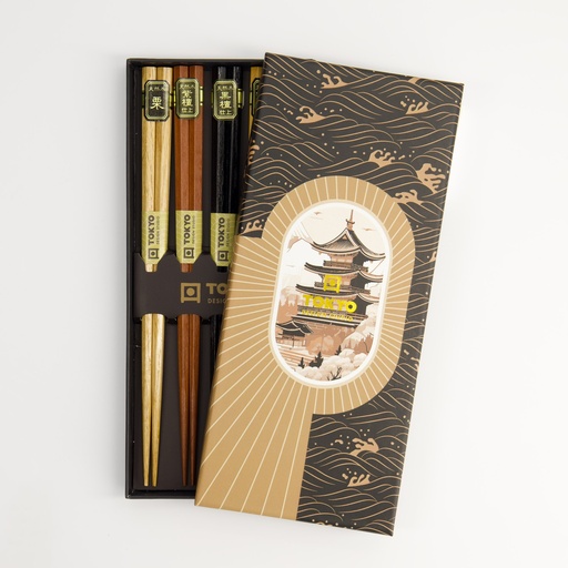 [22236] Chopstick Giftset/5 Hexagon Wood A11-D020 22236 1/100