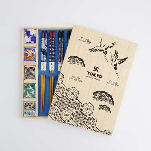 [22240] Chopstick Giftset/10 Japan in Wooden Box DJ23-0609-14 22240 1/36
