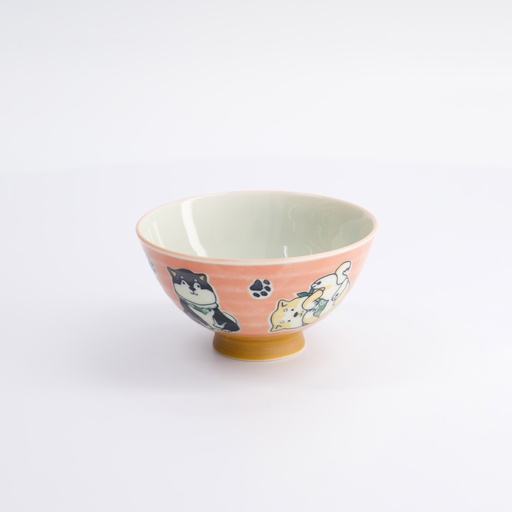 [22249] Kawaii Rice Bowl Multi Shiba-Dog 11.5x6.3cm 300ml Red 5/120
