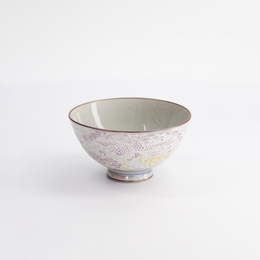 [22254] Kawaii Rice Bowl Luster Phoenix 11.5x6cm 300ml Purple 5/120