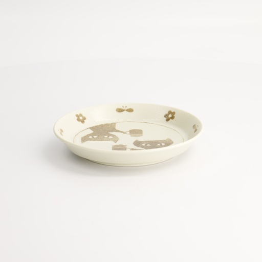 [22295] Neko Maruke Cat Plate 14.3x2.1cm 35003045 12/96