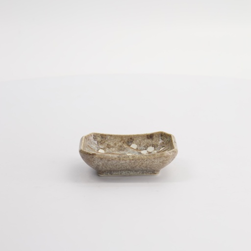 [16615] Grey Soshun Oblong Choku Plate 8.8x6.5x2.8cm YT-9981 12/144