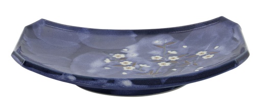 [17306] Blue Sakura Oblong Plate 22x14.5x2.3cm YT-9154 6/36