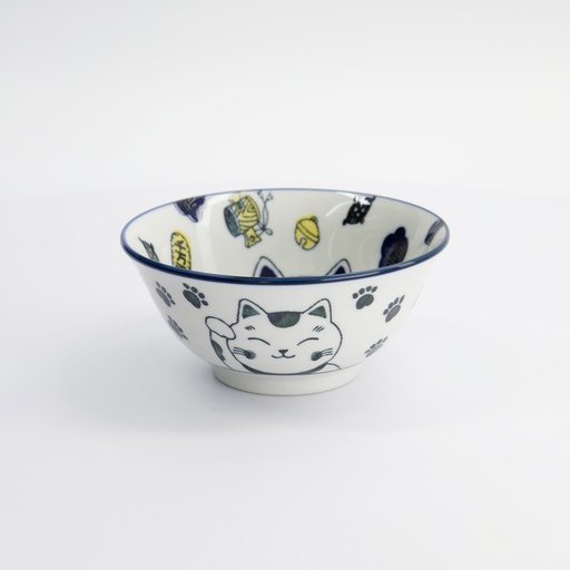 [33008] Kawaii Lucky Cat Neko Bowl Blue 15x7cm 500ml 33008 6/48