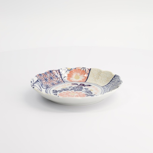 [33027] Mino Shozui Round Plate Navy 15.9x2.8cm 12/96