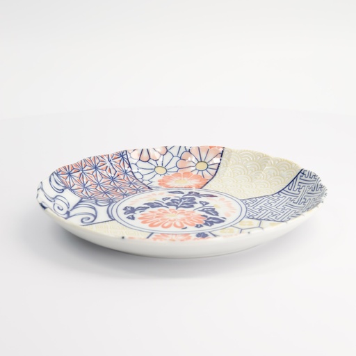 [33028] Mino Shozui Round Plate Navy 21.1x3cm 6/36