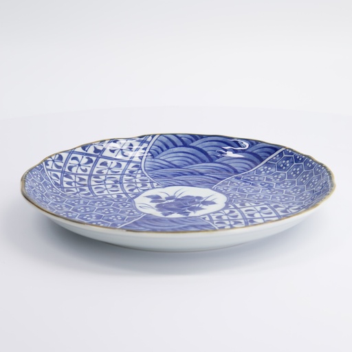 [22323] Natsu Shozui Plate 24.7x3cm Blue/White 22323 6/36