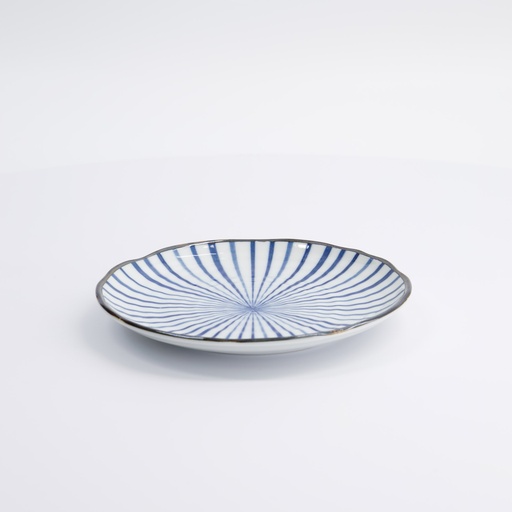 [22331] Natsu Tokusa Plate 16.5x2cm Blue/White 22331 12/96