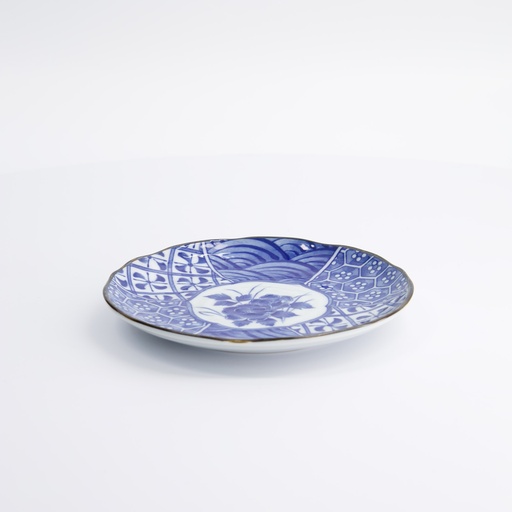 [22322] Natsu Shozui Plate 16.5x2cm Blue/White 22322 12/96