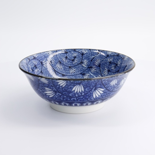 [22267] Hana Blue Mixed Bowls Ramen 20.5x8cm 1200ml Tsuta Karakusa KA-66 4/32