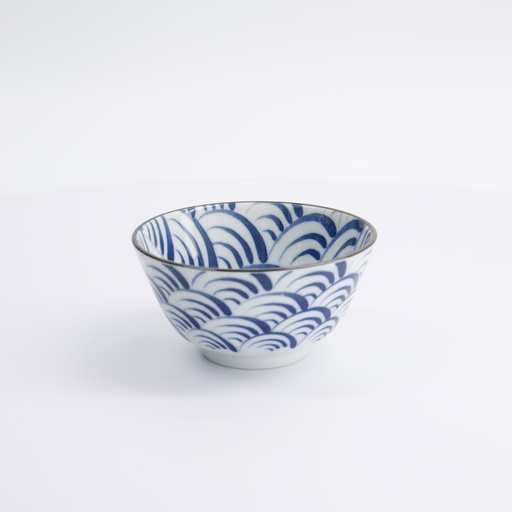 [22335] Natsu Nami Rice Bowl 12x6.4cm Blue/White 22335 6/72