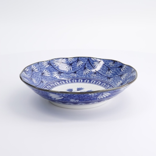[22271] Hana Blue Pasta Plate 21x5cm Tsuta Karakusa KA-70 6/36