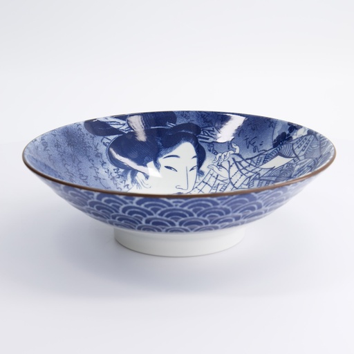 [22175] Mixed Bowl Ukiyoe Shunga 24.5x7.5cm Blue/White 1400ml KA-22 4/24