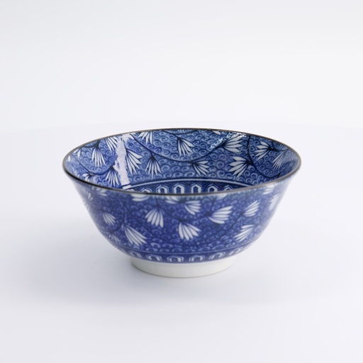 [22269] Hana Blue Mixed Bowls 15x7cm 550ml Tsuta Karakusa KA-68 6/48