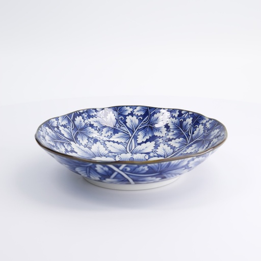 [22266] Hana Blue Pasta Plate 21x5cm Dami Botan KA-65 6/36