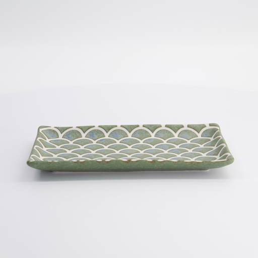 [33166] Vert Sauge Mermaid Design Plate 22x13x2cm 6/48