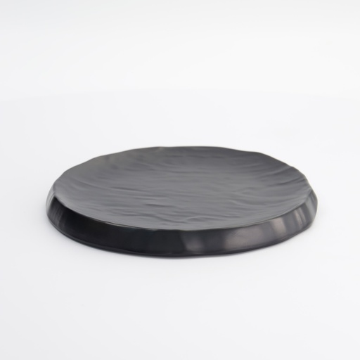 [33278] Melamine Iwate Black Round Plate Rock 23x23x2cm 13828-09 6/36