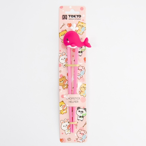 [33324] Children Chopsticks Whale Pink 22cm 33324 6/240