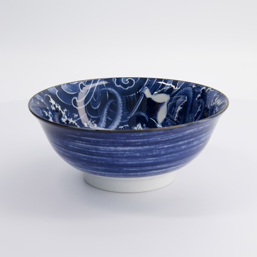 [33337] Yakuza Octopus Bowl 19.8x7.5cm 1000ml BL/WH 33337 4/32