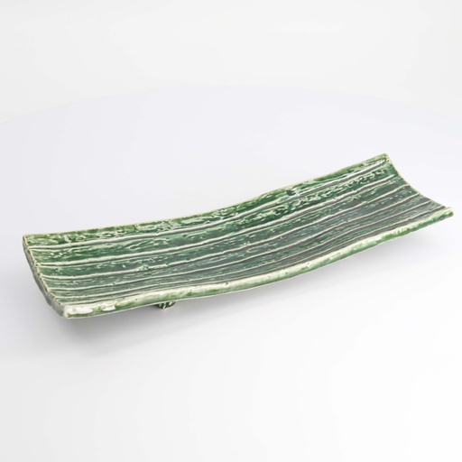 [33373] Mino Craft Rectangular Plate 31x10.2x4.5cm Green 33373 6/24