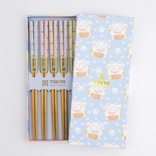[33453] Chopstick Giftset/5 Lucky Cat Bl 33453 1/100