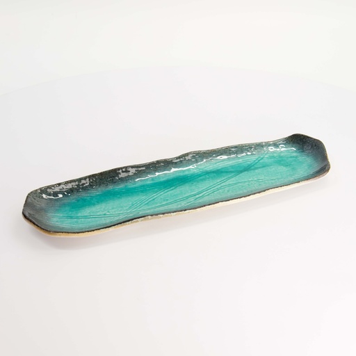 [33440] Yamasaku Turquoise Rectangular Plate 34x10x2cm 33440 6/48