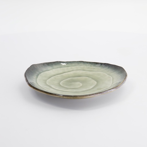 [33464] Yamasaku Organic Glassy Green Triangle Plate 16.5x2cm 33464