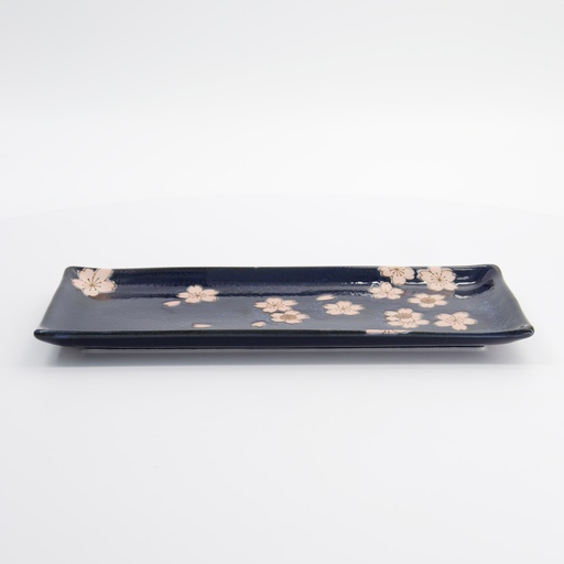 [33490] Sakura Rectangular Plate 28.5x12.5cm Navy 33490 6/48