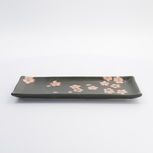 [33491] Sakura Rectangular Plate 28.5x12.5cm Black 33491 6/48