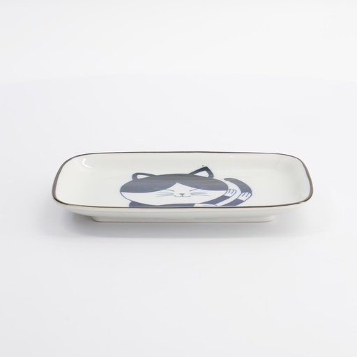 [33495] Kawaii Rectangular Plate Cat Neko 16.3x10.2cm D 33495 6/72