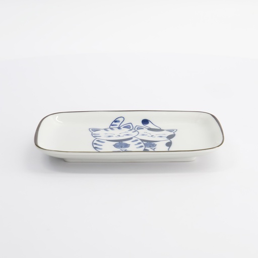 [33504] Kawaii Rectangular Plate Cat Neko 16.3x10.2cm G 33504 6/72