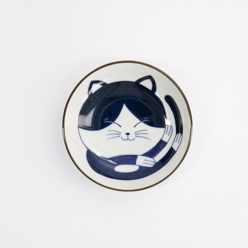 [33496] Kawaii Round Sauce Dish Cat Neko 10.2x2.5cm D 33496 12/144