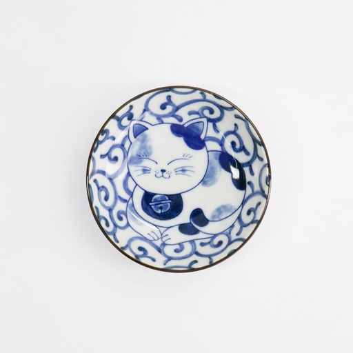 [33499] Kawaii Round Sauce Dish Cat Neko 10.2x2.5cm E 33499 12/144