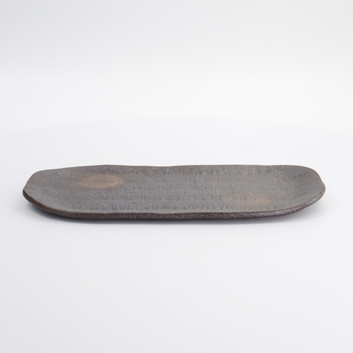 [33524] Mino Craft Oval Plate 32.2x15.5cm Bizen Brown 33524