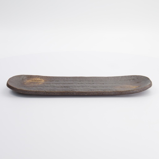[33526] Mino Craft Oval Plate 32.2x10.6cm Bizen Brown 33526