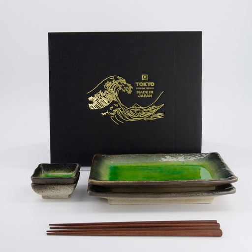[33602] Sushi Giftset Yamasaku Hiwa Green 6pcs 21.5x14cm & 7.3x2.8cm 33602 1/12