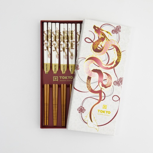 [33635] Chopstick Giftset/5 Red Dragon 1/100