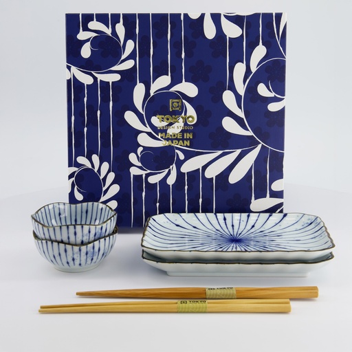 [33714] Sushi Giftset Fukusumi Tokusa 6pcs 19.5x12.7cm & 9x4.1cm