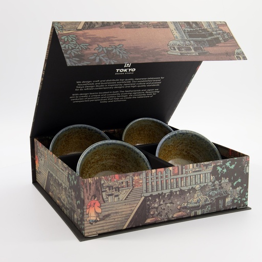 [33741] Minoyaki Reef Blue 4pcs Bowl Giftset 11.8x6.3cm 320ml 33741 1F 1/6 