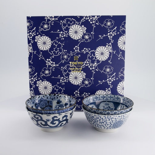 [33746] Mixed Bowls Tayo Bowl Giftset 4pcs 15x7cm 500ml Blue/White A 33746 1/10