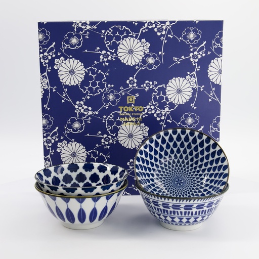 [33749] Mixed Bowls Tayo Bowl Giftset 4pcs 15x7cm 500ml Blue/White D 33749 1/10