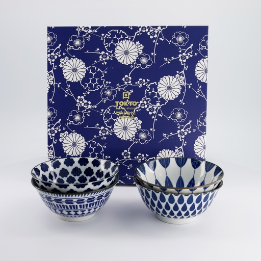 [33749] Mixed Bowls Tayo Bowl Giftset 4pcs 15x7cm 500ml Blue/White D 33749 1/10