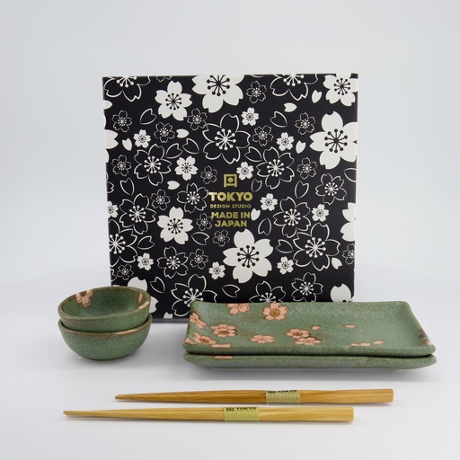 [33761] Sakura Sushi Giftset 6pcs 22x13x2cm & 8.5x3.4cm Green 33761 1/16