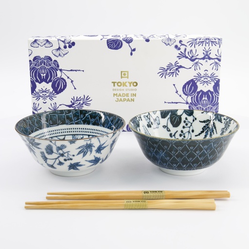 [33762] Flora Japonica Tayo Giftset 2pcs w/chopst. 15.2x6.7cm Crane & Gingko 33762 1/16