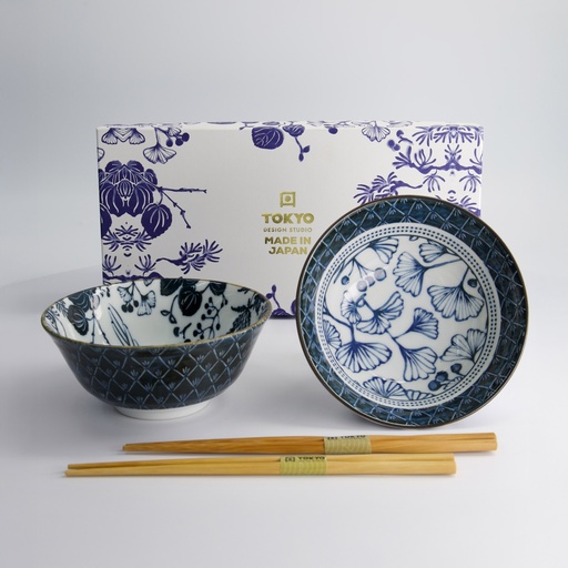 [33762] Flora Japonica Tayo Giftset 2pcs w/chopst. 15.5x7cm Crane & Gingko 33762 1/16