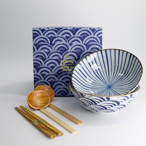 [33781] Natsu 6pcs Ramen Giftset 21x7.8cm 1000ml Blue/White  33781 1/12