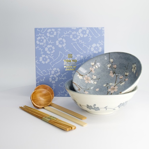 [33784] Fujisakura 6pcs Ramen Giftset 21x7.8cm 1000ml Gray  33784 1/12